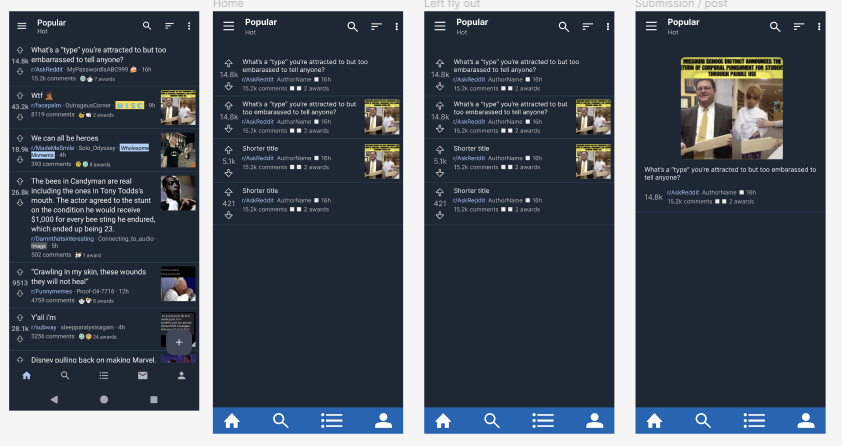 An image of designs for a web based reddit client.