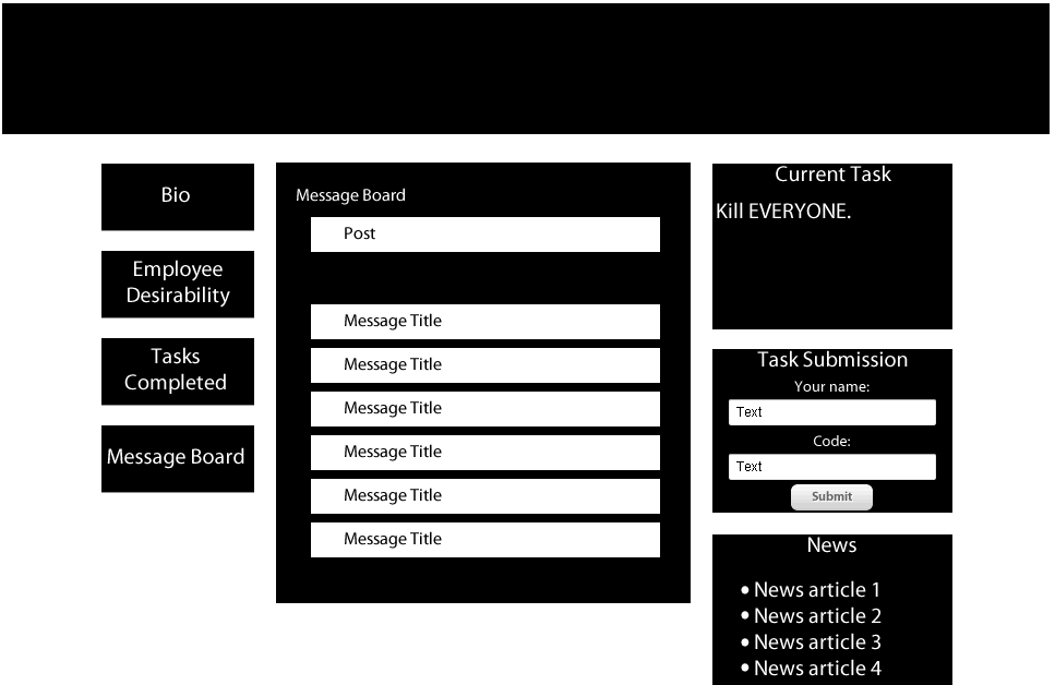 A high fidelity wireframe of the message board concept that would allow players to have a direct line of communication with each other to incite social interaction and competitive play