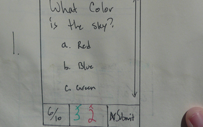 An early sketch of a quiz interface concept