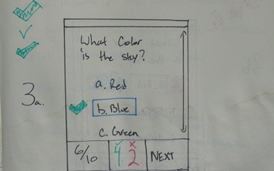 An early sketch of a quiz interface concept